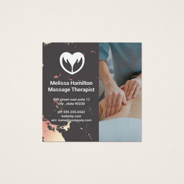 Cartes De Visite Thérapeute de massage| Spa| Marbre or Rose (Devant)