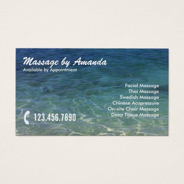 Cartes De Visite Thérapie de massage Blue Ocean (Devant)