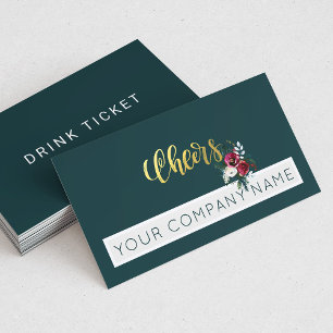 Cartes De Visite Ticket de boisson Dark Green pour Noël