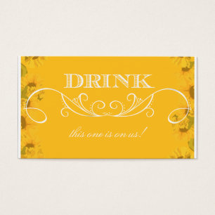 Cartes De Visite Ticket de boisson Mariage Sunflower Swirl