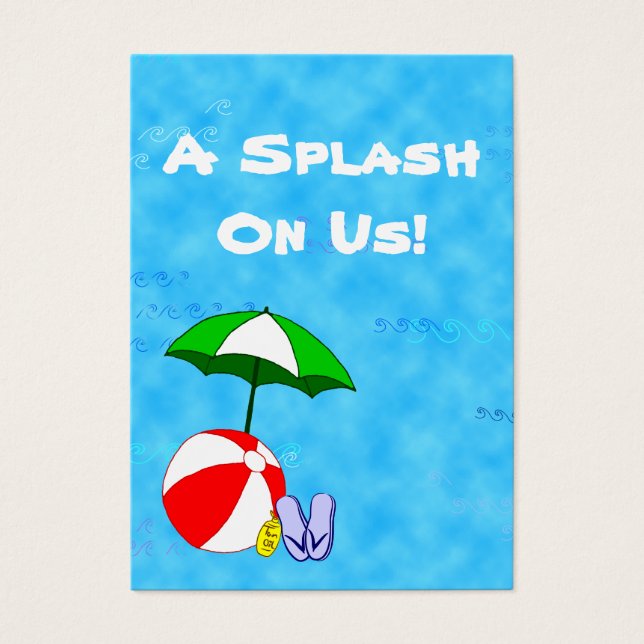 Cartes De Visite Ticket de repas de la fête de la piscine personnal (Devant)