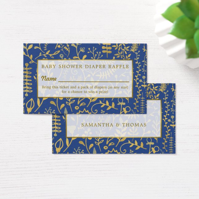 Cartes De Visite Ticket de tombola Boho or, floral (Bureau)