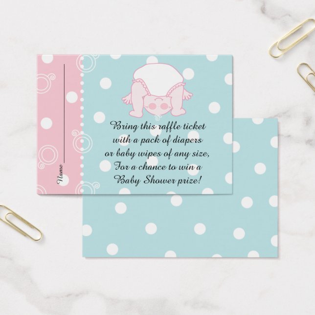 Cartes De Visite Ticket de tombola pour Baby Shower/Bébé Bleu Rose (Bureau)