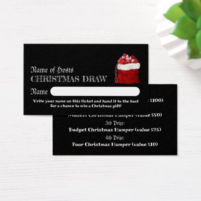 Cartes De Visite Tickets père Noël Sack, Christmas Party Raffle (Bureau)