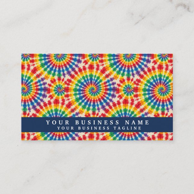Cartes de visite tie-dye arc-en-ciel psychédélique (Devant)