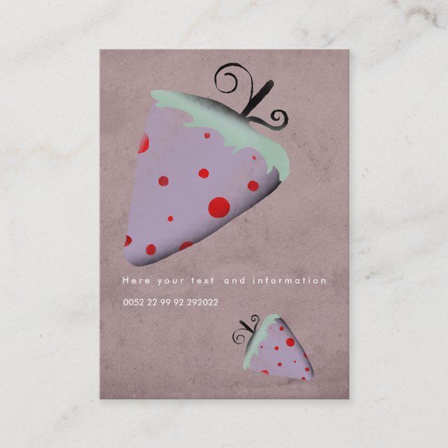 Cartes de visite tourbillons de fraise points roug (Devant)