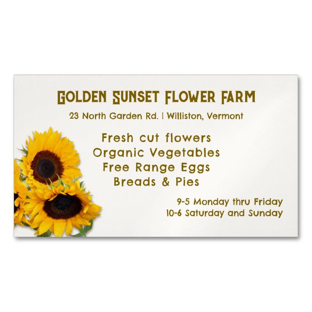 Cartes de visite Tournesols Stand Ferme (devant)
