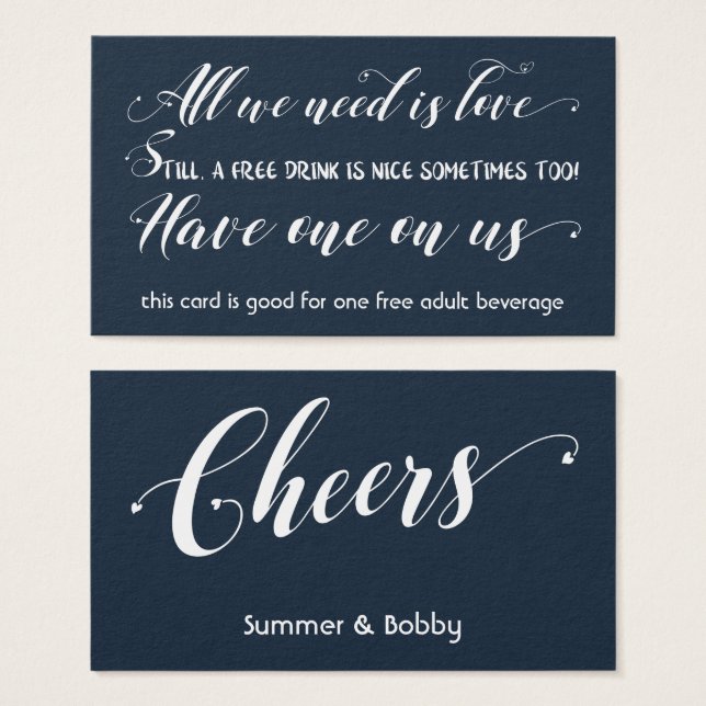 Cartes De Visite Tout ce dont nous avons besoin est Love, Navy Free (Devant & derrière)