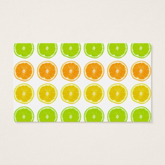 Cartes De Visite Tranches à points de citron vert, orange et citron (Dos)