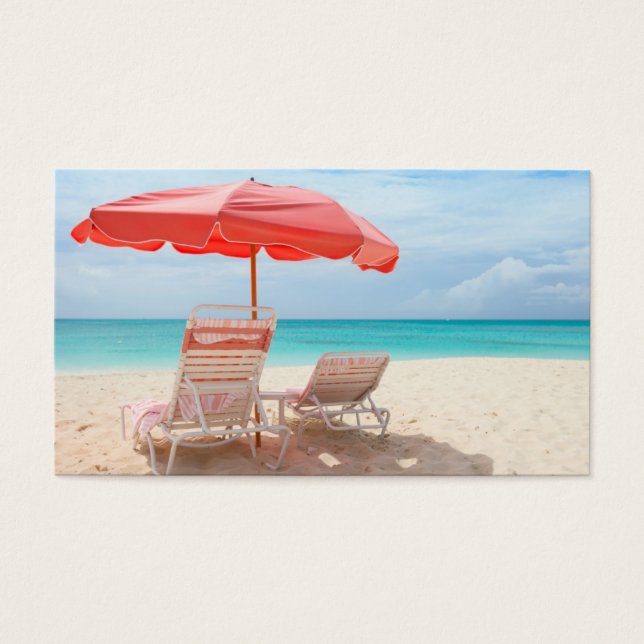 Cartes De Visite Transats sur la plage de l'océan (Devant)