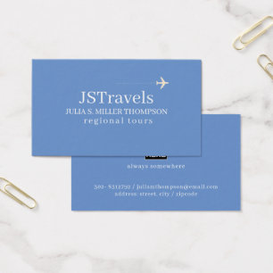 Cartes De Visite Travel Regional Tours cornflower bleu