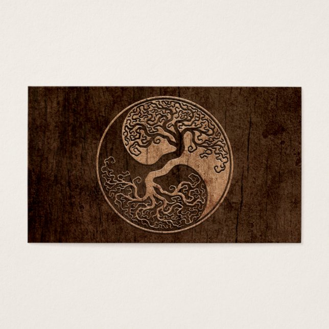 Cartes De Visite Tree of Life Yin Yang with Wood Grain Effet (Devant)