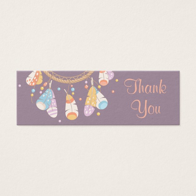 Cartes De Visite Tribal Dreamcatcher Boho Purple Merci (Devant)