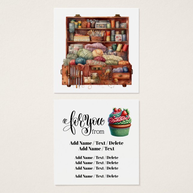 Cartes De Visite Tricot carré pour entreprise ou boîtier (Devant & derrière)