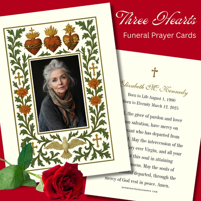 Cartes De Visite Trois Coeurs Jésus Marie Joseph Prière funéraire (Créateur téléchargé)