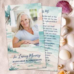 Cartes De Visite Tropical Beach Funeral Photo Memorial Prayer Card