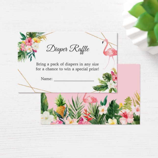 Cartes De Visite Tropical Floral Flamant rose Baby shower Déchets R (Bureau)