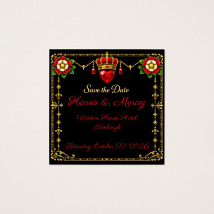 Cartes De Visite Tudor Rose Enregistrer la Date Couronne Cœur 