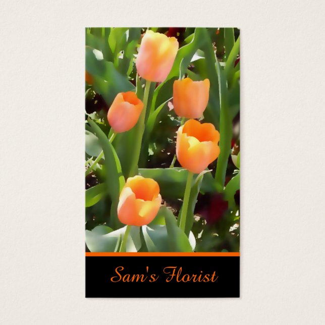 Cartes De Visite Tulipes peintes en orange (Devant)