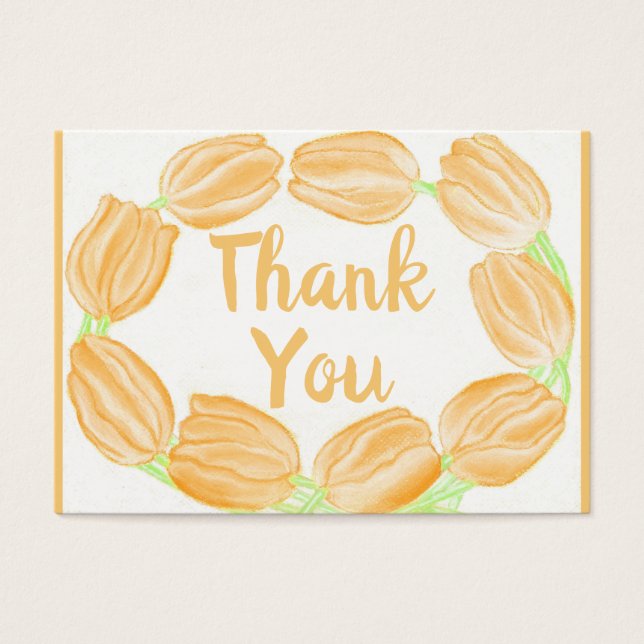 Cartes De Visite Tulips Border Peach Floral Thank You Card (Devant)