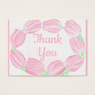 Cartes De Visite Tulips Border Pink Floral Thank You Card