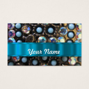 Cartes De Visite Turquoise bleue perlée