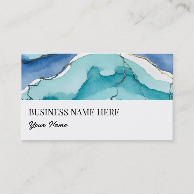 cartes de visite turquoise et or (Devant)