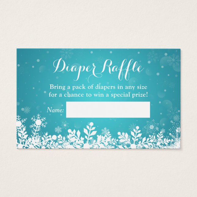 Cartes De Visite Turquoise Hiver Snowflakes Raffin de couche (Devant)