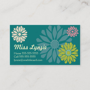 Cartes de visite turquoises de flower power