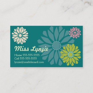 Cartes de visite turquoises de flower power
