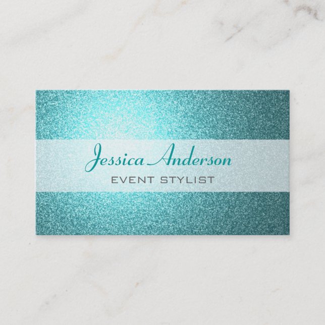 Cartes de visite turquoises de parties (Devant)