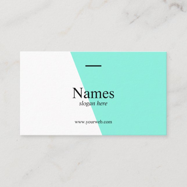 Cartes de visite turquoises propres minimalistes (Devant)