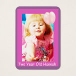 Cartes De Visite Two Year Old  Girls Birthday Photo Cards<br><div class="desc">Two Year Old Birthday Photo Cards with Balloons Purple and Pink Or Customize For Any Occasion-Age Could Be School Pictures or Family Pictures or Sweet Sixteen</div>