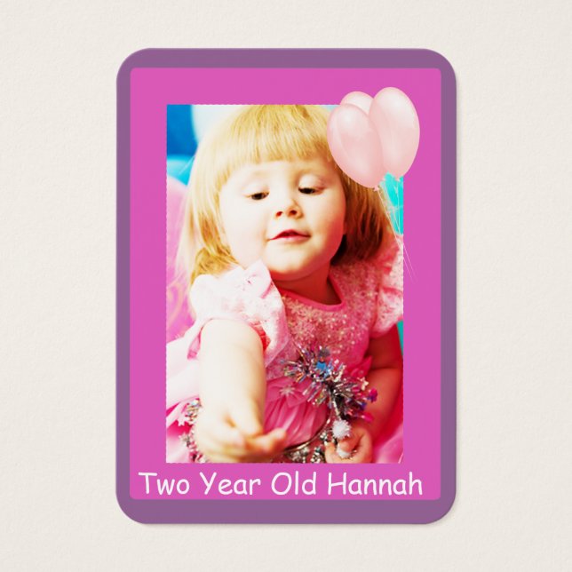 Cartes De Visite Two Year Old  Girls Birthday Photo Cards (Devant)