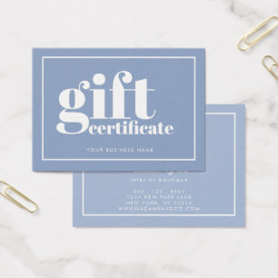 Cartes De Visite Typographie audacieuse Certificat cadeau à deux to