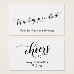 Cartes De Visite Typographie Chic Script Tickets de Boisson sur Fon