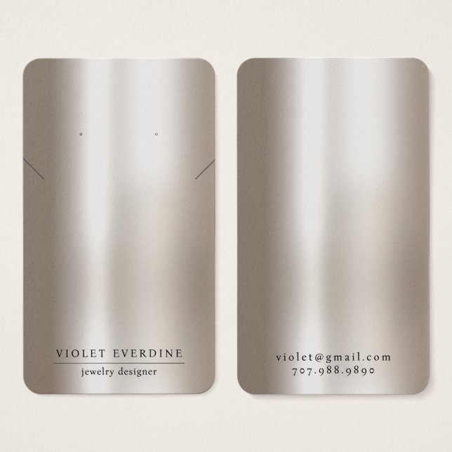 Cartes De Visite Typographie Pearlescent Écouter collier bijoux (Devant & derrière)