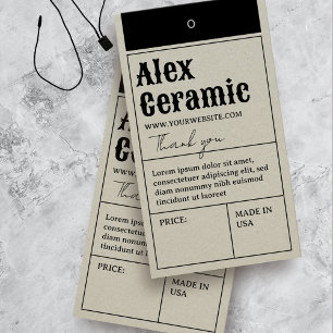 Cartes De Visite Typographie rétro vintage Prix du produit Balises