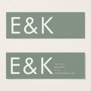 Cartes De Visite Ultra Moderne Sage Vert Grand Monogramme Simple