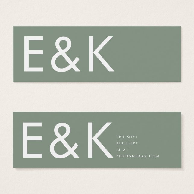Cartes De Visite Ultra Moderne Sage Vert Grand Monogramme Simple (Devant & derrière)