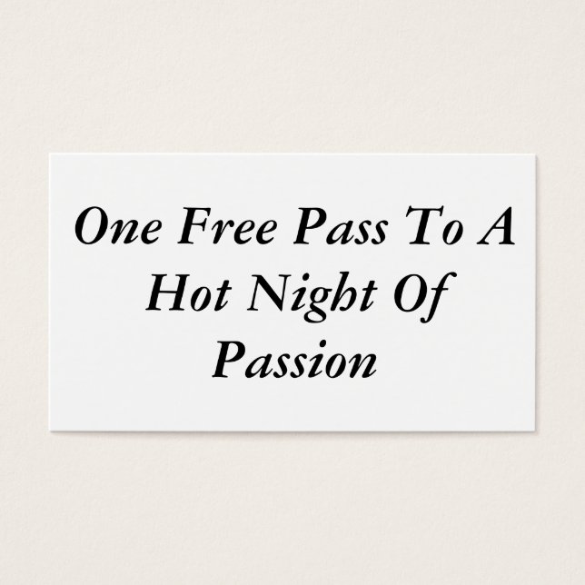 Cartes De Visite Un Pass Gratuit Pour Une Chaude Nuit De Passion (Devant)