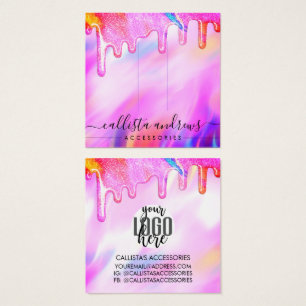 Cartes De Visite Unicorn Holographic Parties scintillant Drip Logo