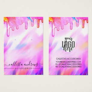 Cartes De Visite Unicorn Holographic Parties scintillant Drips Logo