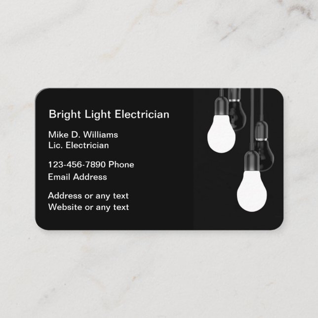 Cartes de visite uniques pour éclairage électrique (Devant)