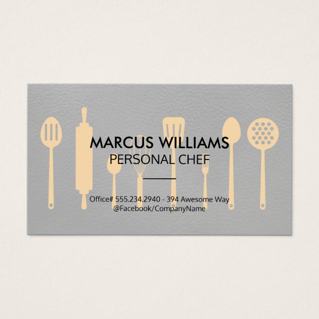 Cartes De Visite Ustensiles de restaurant | Chef exécutif (Devant)