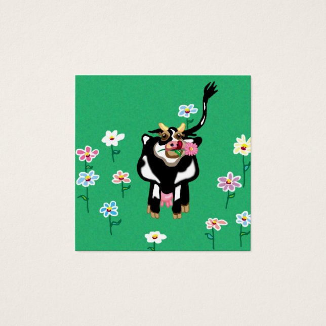 Cartes De Visite Vache dans un pré fleuri (Devant)