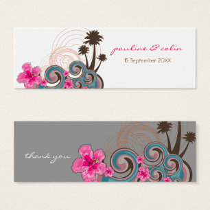 Cartes De Visite Vagues tropicales Hibiscus rose Destination Mariag