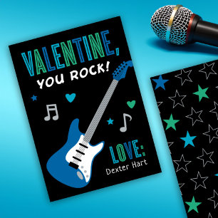Cartes De Visite Valentine You Rock Guitare Bleue Enfants Valentine