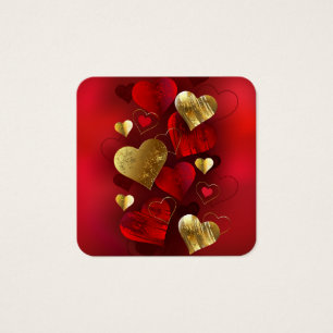 Cartes De Visite Valentines dorées et rouges