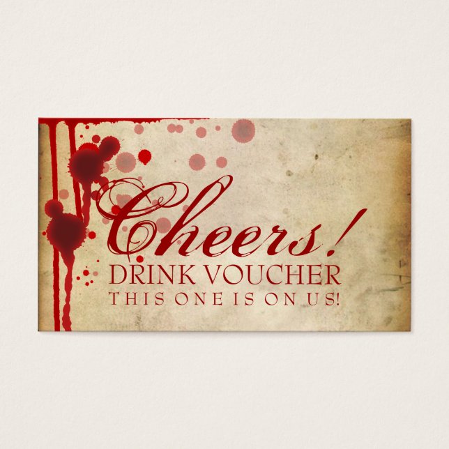 Cartes De Visite Vampire Halloween Voucher à boire faux sang rouge (Devant)